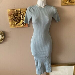 Zara Blue Ribbed Knit Dress